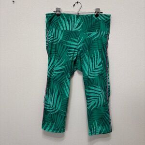 Old Navy Active Go-Dry Cropped Leggings - Green Palm Print, XL